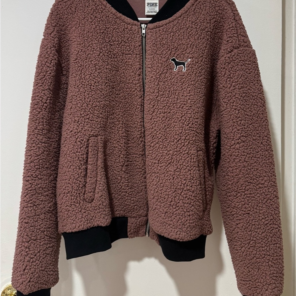 PINK Victoria's Secret Mauve Sherpa Bomber Jacket
